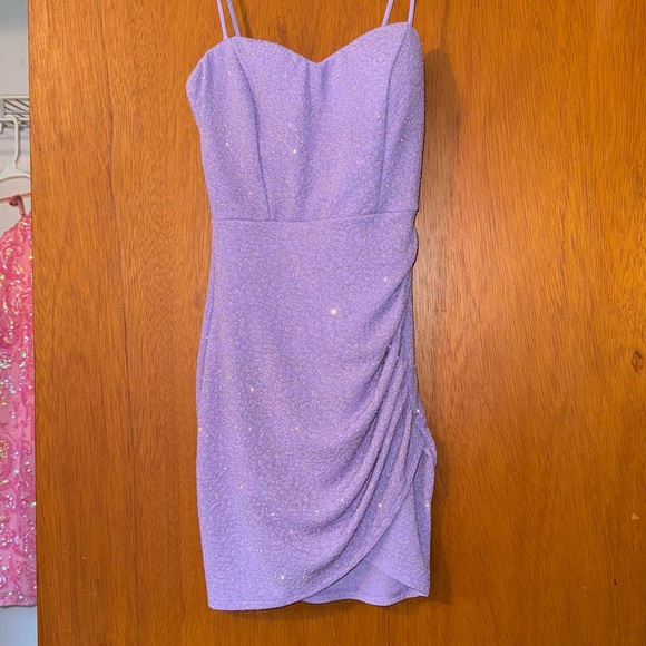 purple glitter dress windsor Lila Formal Open-Back Sequin Mermaid Dress